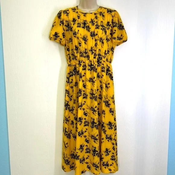 Michael Kors - Botanical Colorful Print Crepe Midi Zip Closure Dress Size Medium - Picture 2 of 12